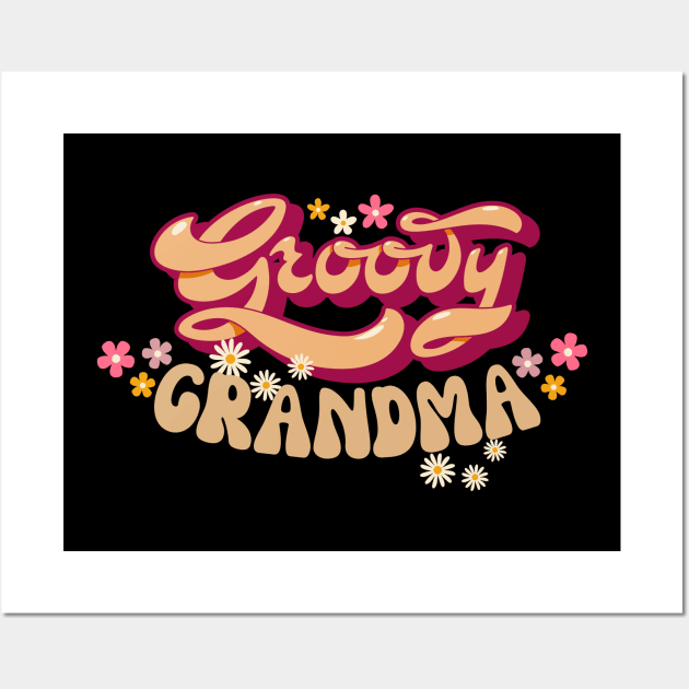 Funny Young Groovy Cool Hippie Best Grandma Mother's Day Humor Wall Art by Motistry